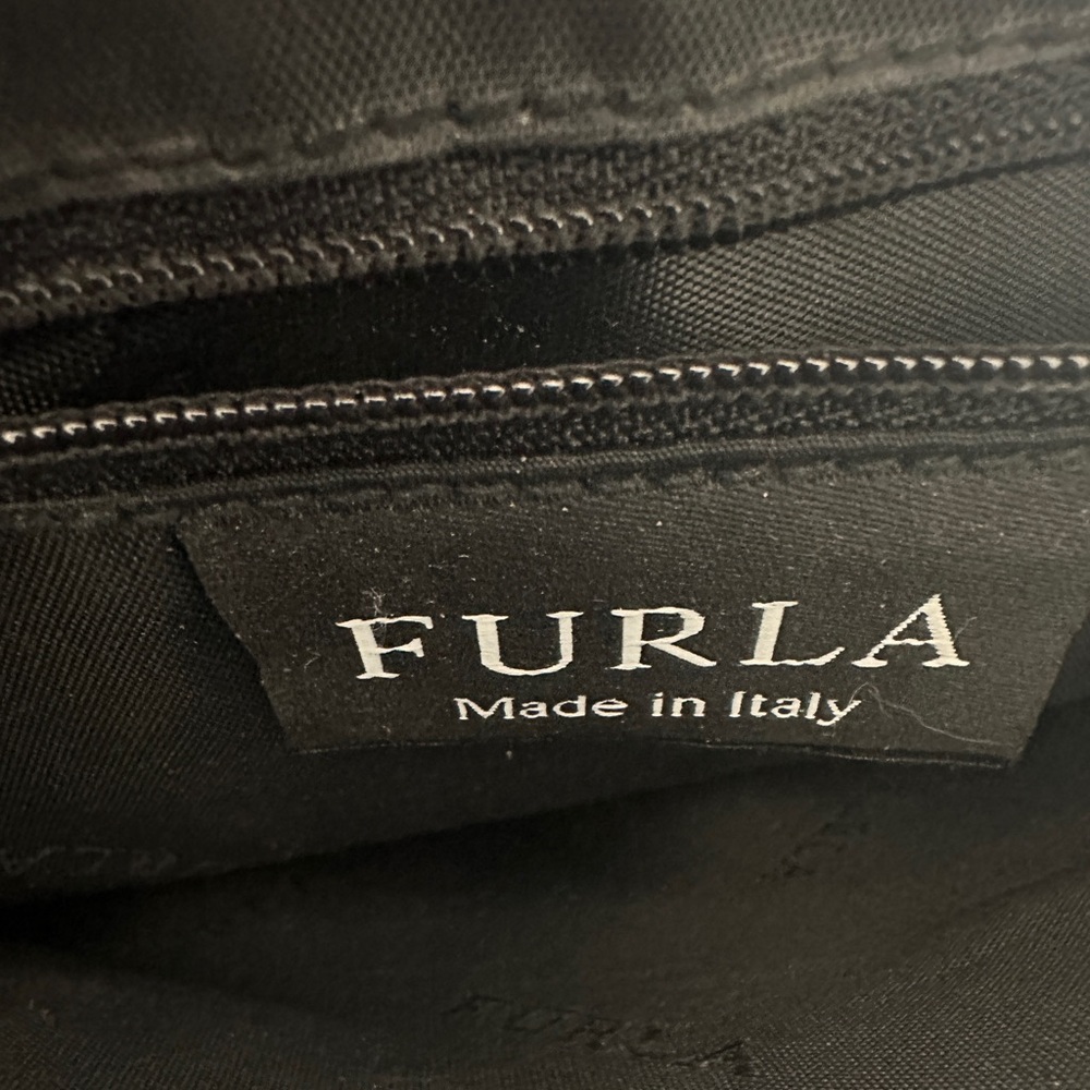 FURLA black patent leather and lambswool shoulder bag EUC - Picture 9 of 16